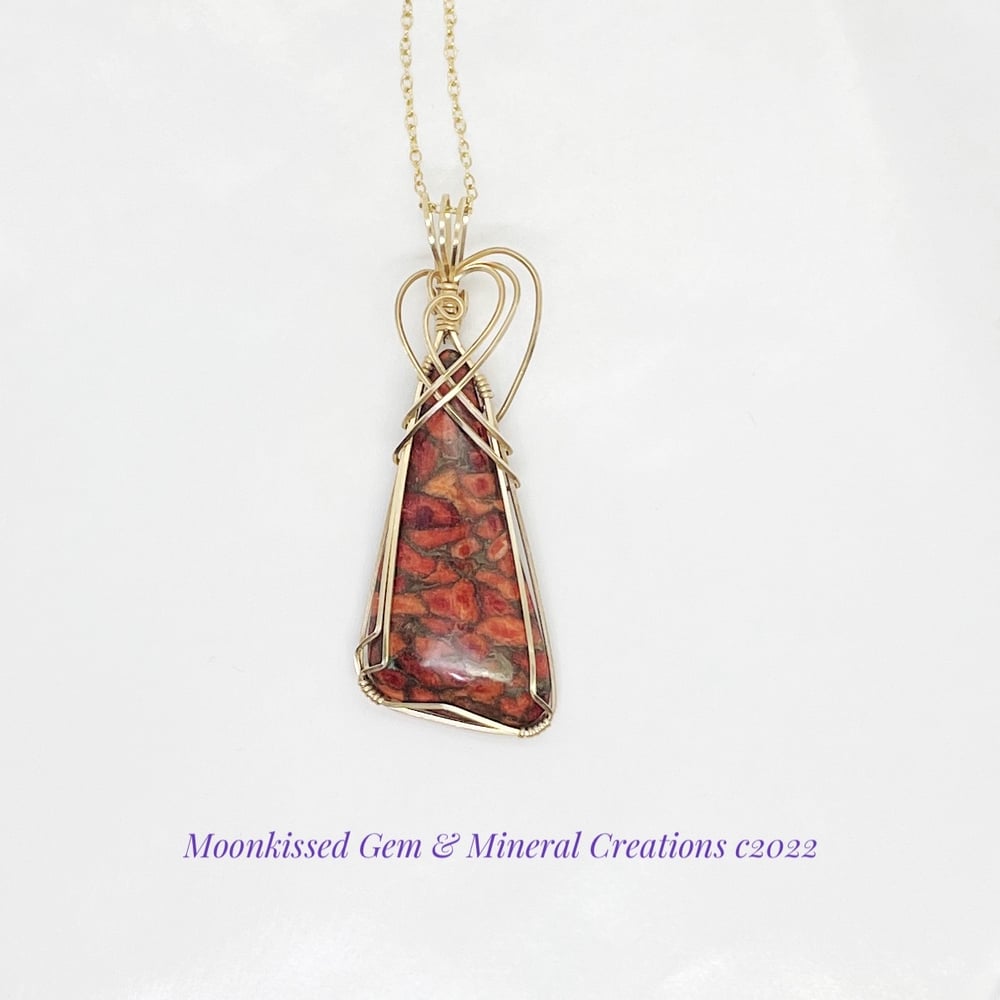 Image of Bronzed Coral 14 KT Gold Fill Wirewrapped Pendant