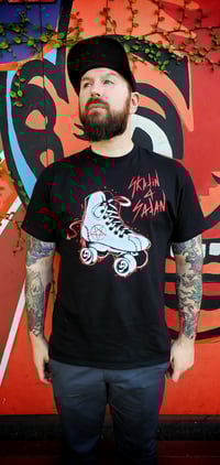Image 2 of Skatin 4 Satan T-shirt pentagram roller skate