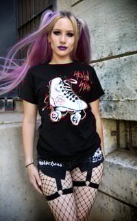Image 1 of Skatin 4 Satan T-shirt pentagram roller skate