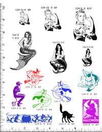 Image 1 of Halloween/Mermaids/Rosie the Riveter Rubber Stamps P124