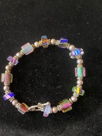 Candy Glass Beaded Sterling Silver Bracelet