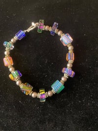 Candy Glass Beaded Sterling Silver Bracelet .