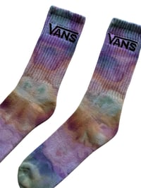 Image 2 of M/L Adult VANS Hand-Dyed Crew Socks in Soft Rainbow Ice Dye 