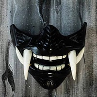 ONI HALF MASK | BLACK ONI MASK - HQ FIBERGLASS