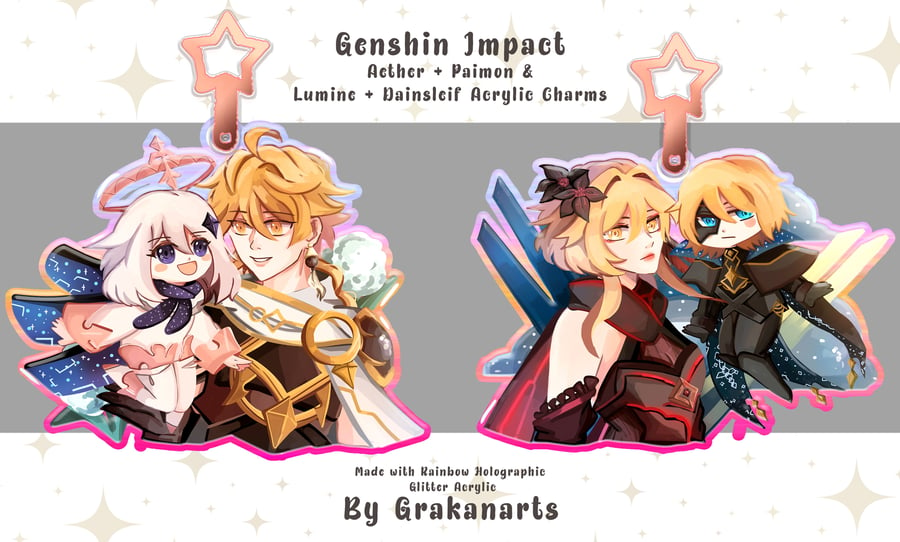 Image of [Preorder] Genshin Impact Aether and Lumine Acrylic Charms
