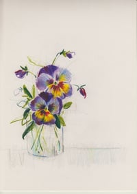 Vase of pansies