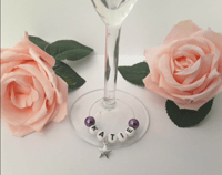Image 1 of Personalised star wine glass charm, Personalised glass star  charm, Wine glass charm gift  Great for