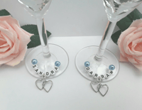 Image 2 of Personalised heart glass charm,Bride glass charm,Groom glass charm