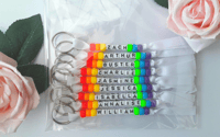 Image 2 of Personalised Rainbow Beaded Keyring/Rainbow School Bag Tag/Rainbow Lunch bag