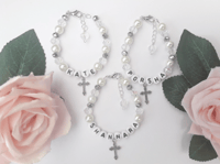 Image 1 of Personalised Crystal/Pearl Bracelet, Christening Bracelet, Communion Bracelet