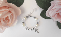 Image 2 of Personalised Crystal/Pearl Bracelet, Christening Bracelet, Communion Bracelet