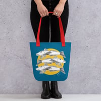 Image 4 of All-Over Print Tote Sea Robin Blue