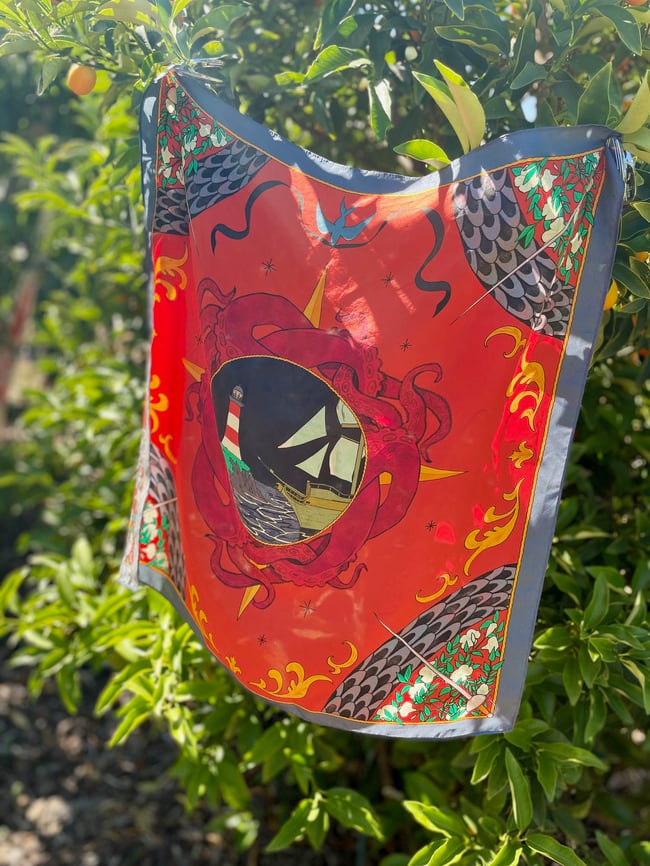 [ OFMD ] Red Silk Scarf