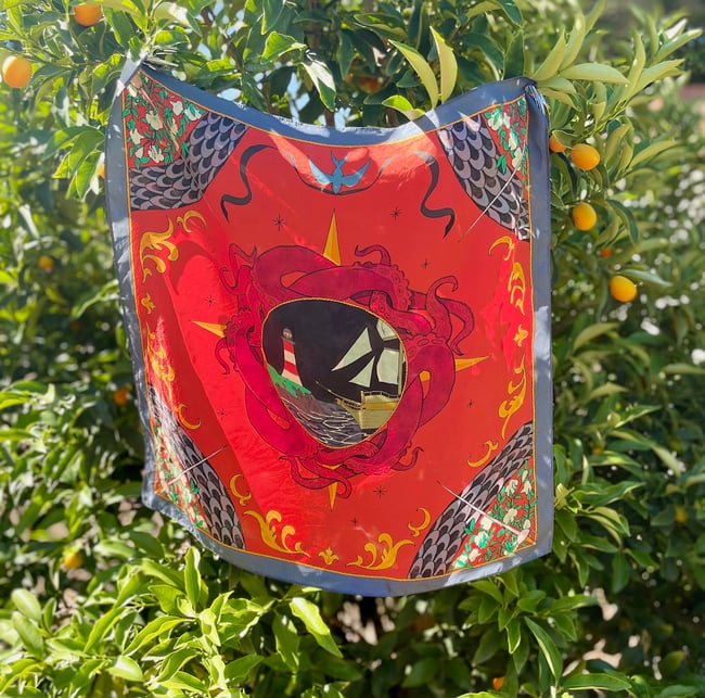 [ OFMD ] Red Silk Scarf