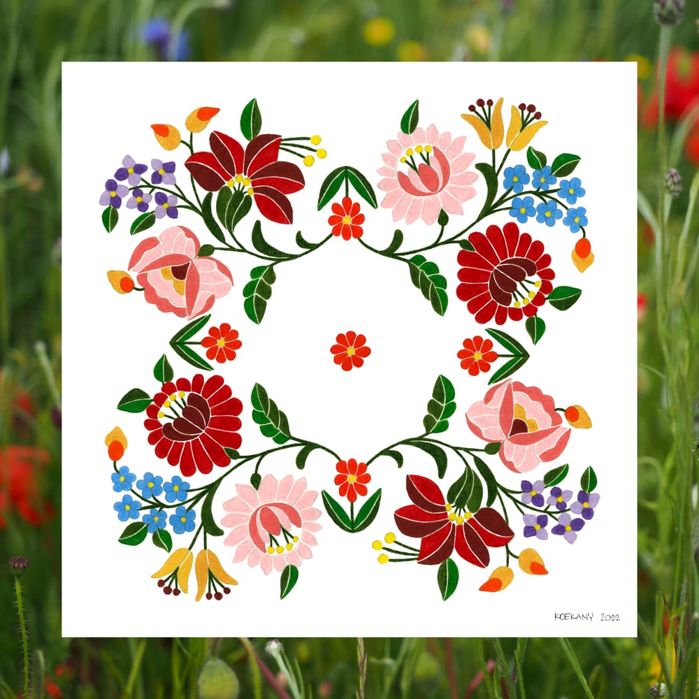 Image of Heritage Collection Hungarian Flowers Folk Art Fine Art Print 