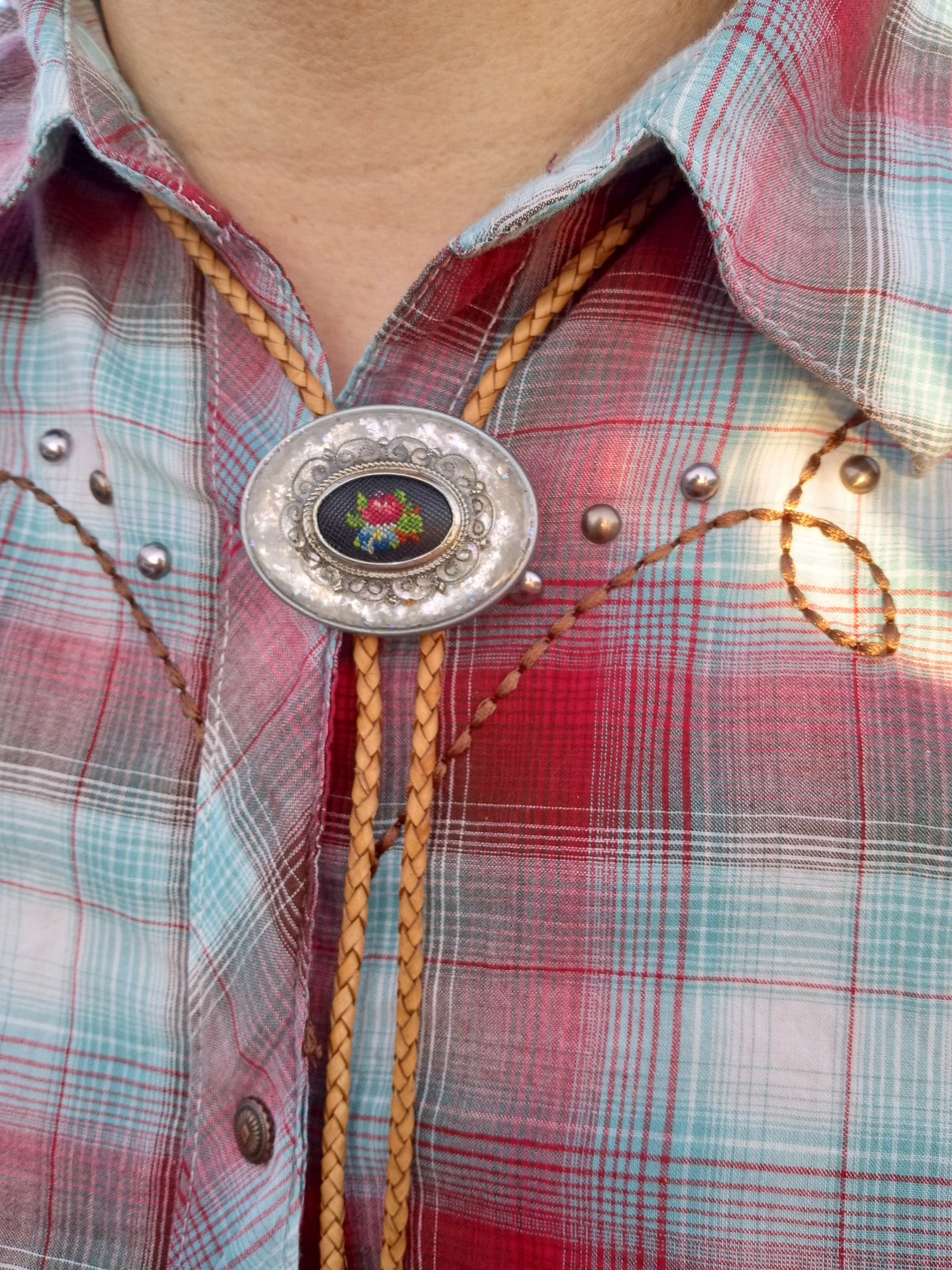 Image of Embroidered bolo tie