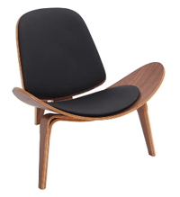 Modern Tripod Black Leather Lounge Chair