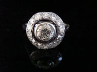 Image 2 of Edwardian style 1940s 18ct white gold diamond halo target cluster ring 1.15ct