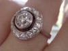Edwardian style 1940s 18ct white gold diamond halo target cluster ring 1.15ct
