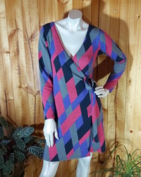 Winter wrap dress - pink/purple diamond print