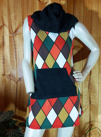 Winter Harlequin vest - coral/orange/green/brown