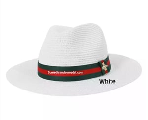 Image of Straw Hats with (Bee) Green and Red Striped Band