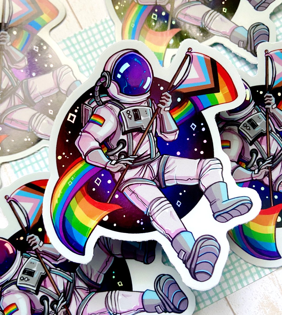 Rainbow Astronaut Sticker Sleepyrogue 1722