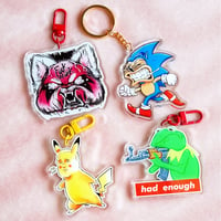 Aggr*tsuko, S*nic, B*bbychu and K*rmit charms