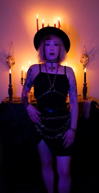 Image 2 of Hellbent Angelripper Studded Inverted Cross Leather Choker