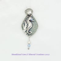 Kelpy Seahorse with Pearl Fine Silver Pendant