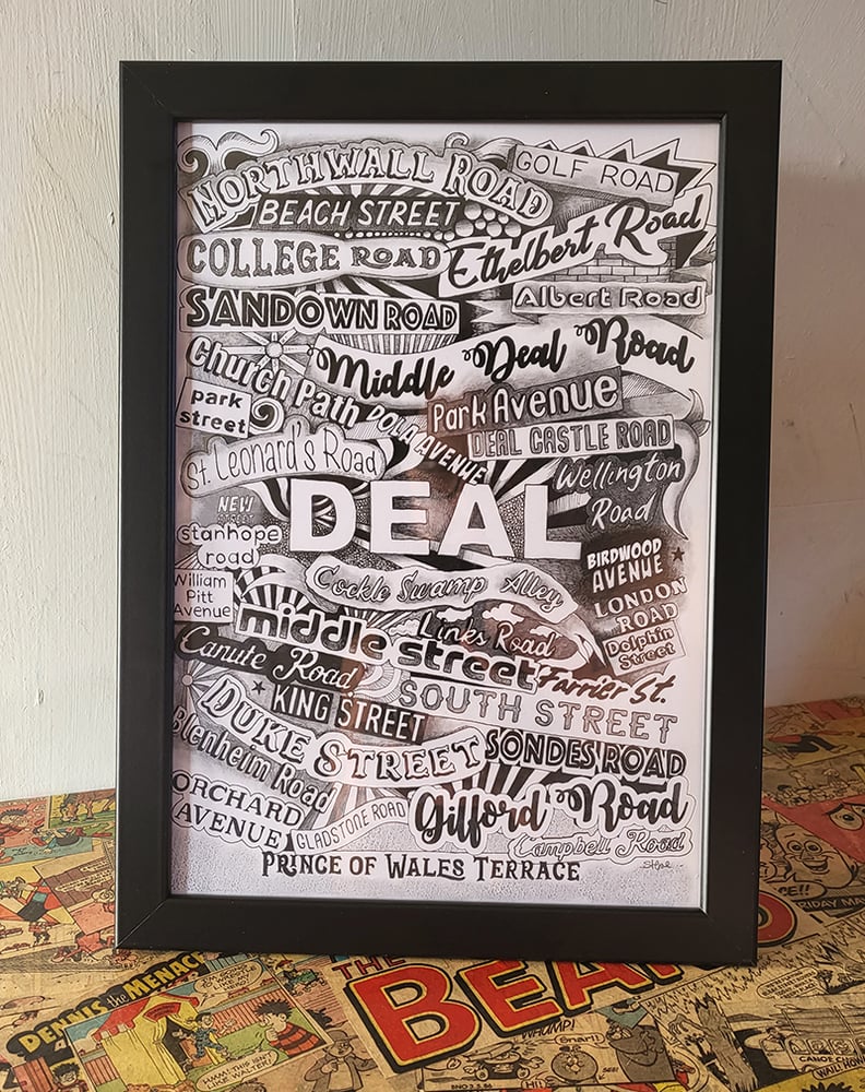 Image of Deal Street Names - FRAMED A4 print