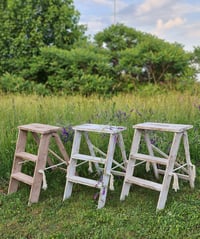 Image 3 of Wooden ladder  vintage  coffee and milk   H-60cm  n-2