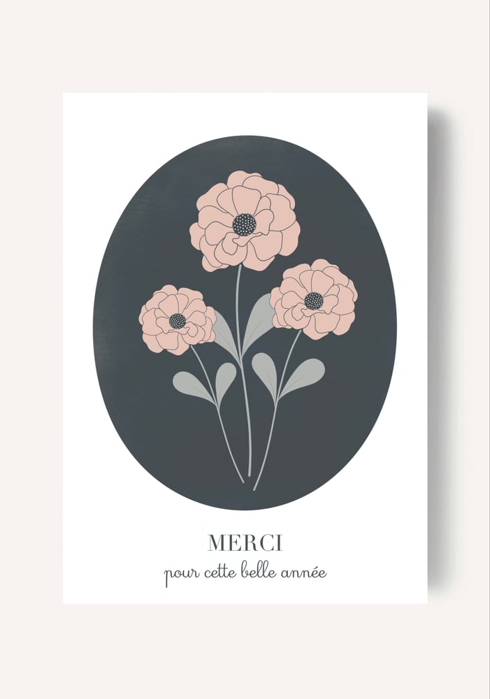 Image of Affichette Merci rose + bracelet étoile - Cadeau maîtresse et atsem 