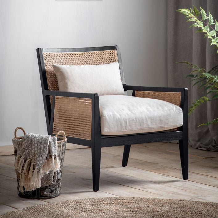 Black discount cane armchair