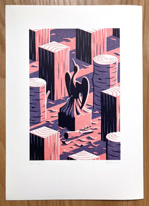 Image of Wood Sculpture - Letterpress Print