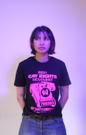 IRISH GAY RIGHTS MOVEMENT T-Shirt (Black, metallic pink print)