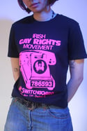 IRISH GAY RIGHTS MOVEMENT T-Shirt (Black, metallic pink print)