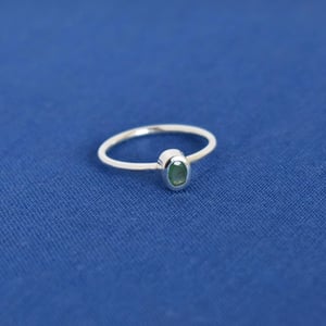 Image of Colombia Emerald oval cut classic silver ring