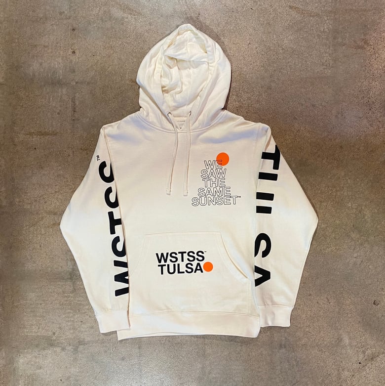 Image of WSTSS™ TULSA. We Saw The Same Sunset. Cream Hoodies.