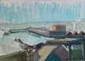 20th Century Swedish artist 'Modernist Harbour Scene'