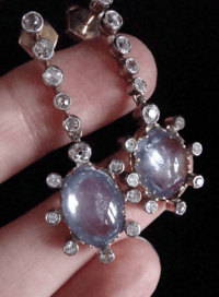 Image 2 of French 18ct Edwardian certificated natural cabochon sapphire no heat old cut diamond earrings
