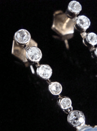 Image 3 of French 18ct Edwardian certificated natural cabochon sapphire no heat old cut diamond earrings