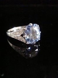 Image 2 of Fine Edwardian 18ct white gold platinum Natural cushion cut Ceylon Sapphire diamond ring