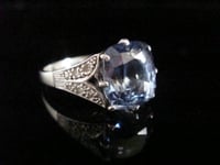 Image 3 of Fine Edwardian 18ct white gold platinum Natural cushion cut Ceylon Sapphire diamond ring