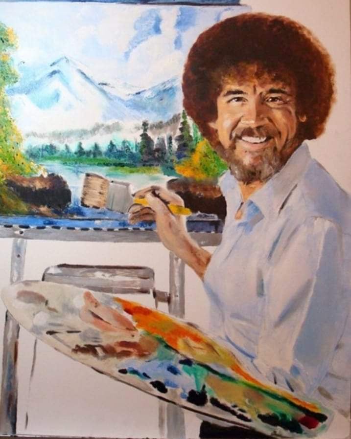 Image of My original Bob Ross art sticker 3"x2" slaps fan art 