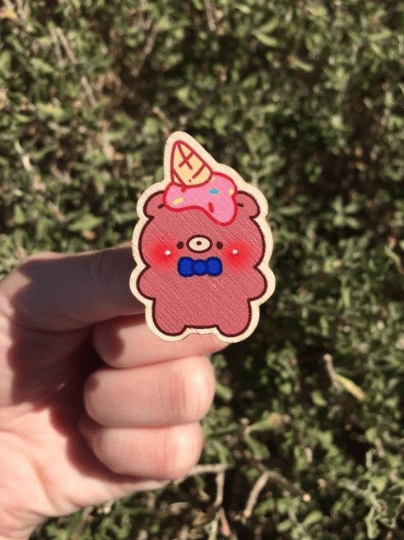 Image of Icecream Bear - Wooden Pin