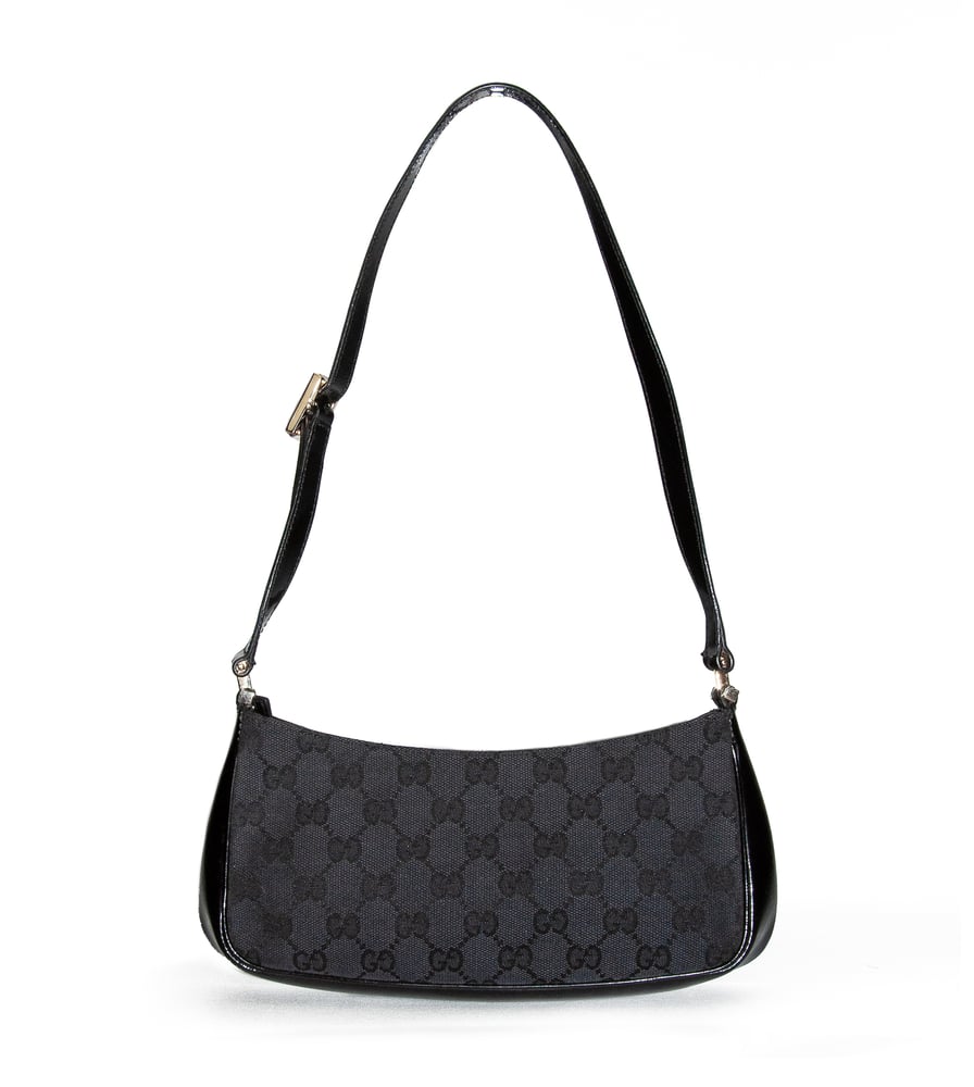 Image of Gucci by Tom Ford Black Monogram Shoulder Bag
