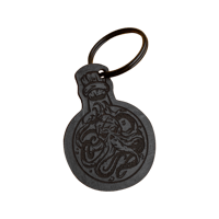 Inky Black Kraken leather keychain