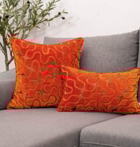 Image 1 of Burnt Orange Velvet Wave Throw Pillow Cover,(1) 