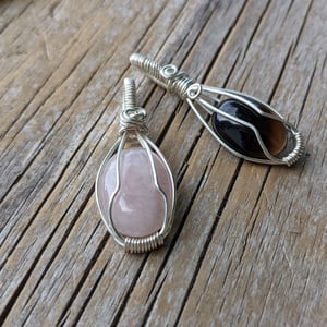 Image of Wire wrapped gemstone cabochon pendants